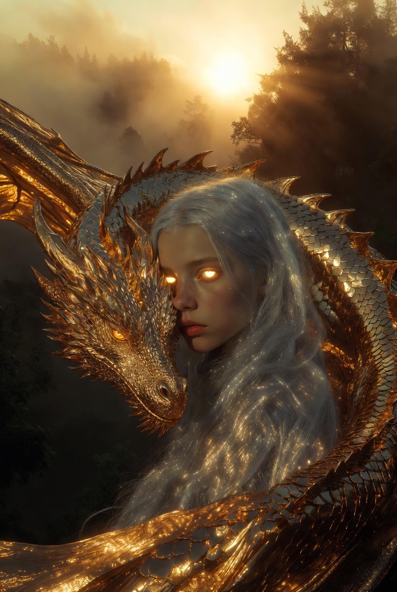 Silver Guardian Dragon Embrace