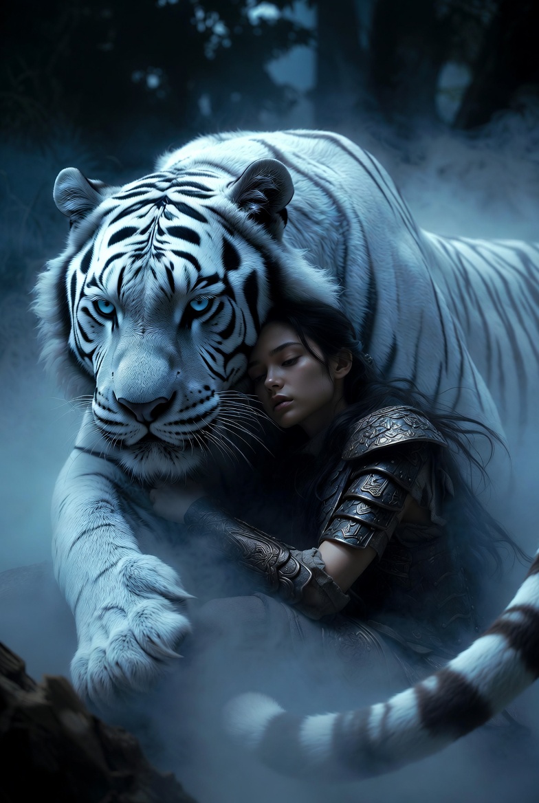 White Tiger Moonlit Warrior