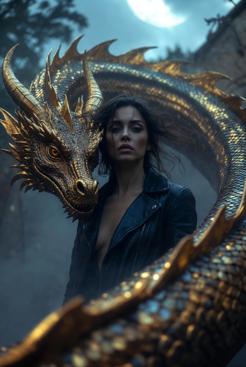 Dark Leather Dragon Moonlit Coil