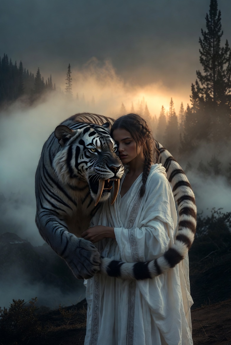 White Robes Saber-Tooth Sunrise Embrace