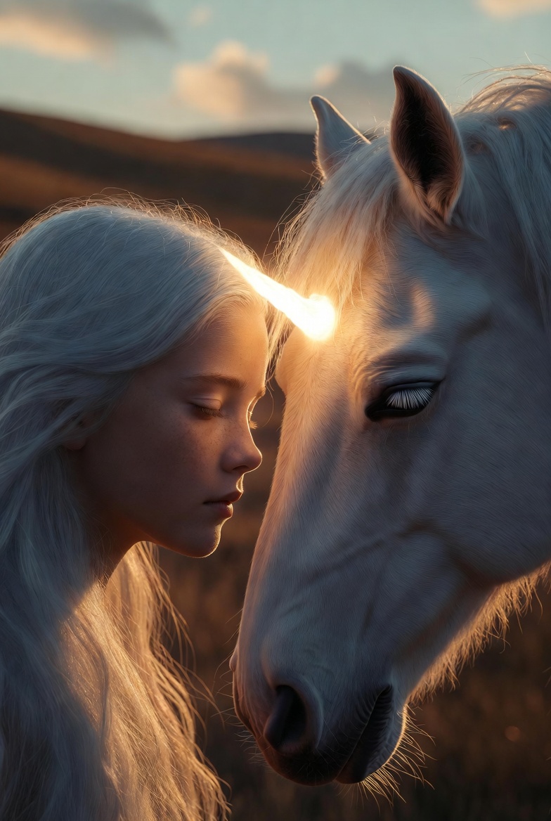 Silver Hair Unicorn Golden Resonance